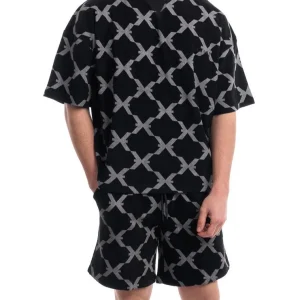 Completino estivo RICHMOND X t-shirt + bermuda stampa all over nero