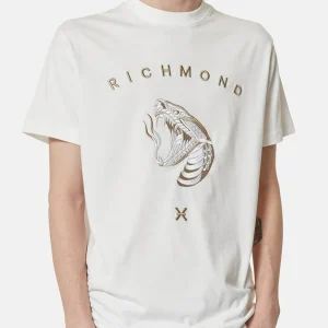 T-shirt RICHMOND X stampa snake bianca
