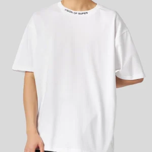 T-shirt VISION OF SUPER con logo e label metallica bianca