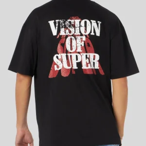 T-shirt VISION OF SUPER con stampa slogan nera