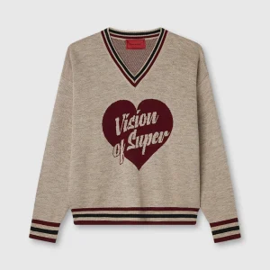 Maglione VISION OF SUPER college cuore rosso sabbia