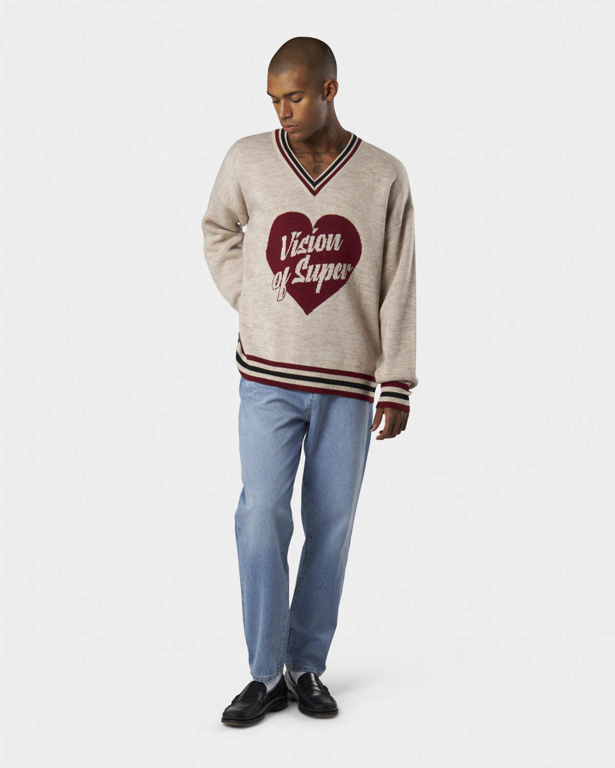 Maglione VISION OF SUPER college cuore rosso sabbia - immagine 3