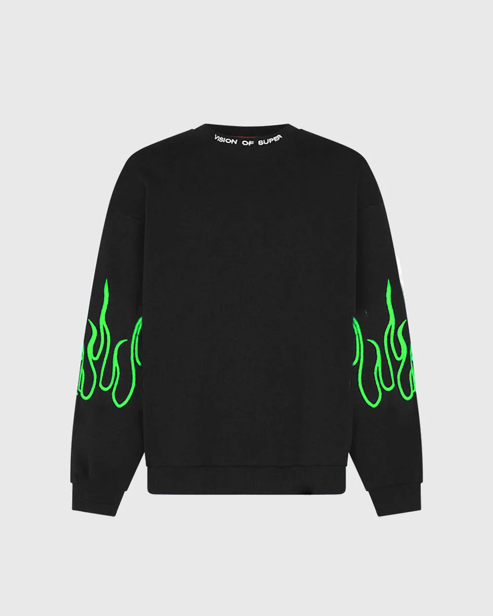 Felpa VISION OF SUPER nera con fiamme verdi ricamate - immagine 2