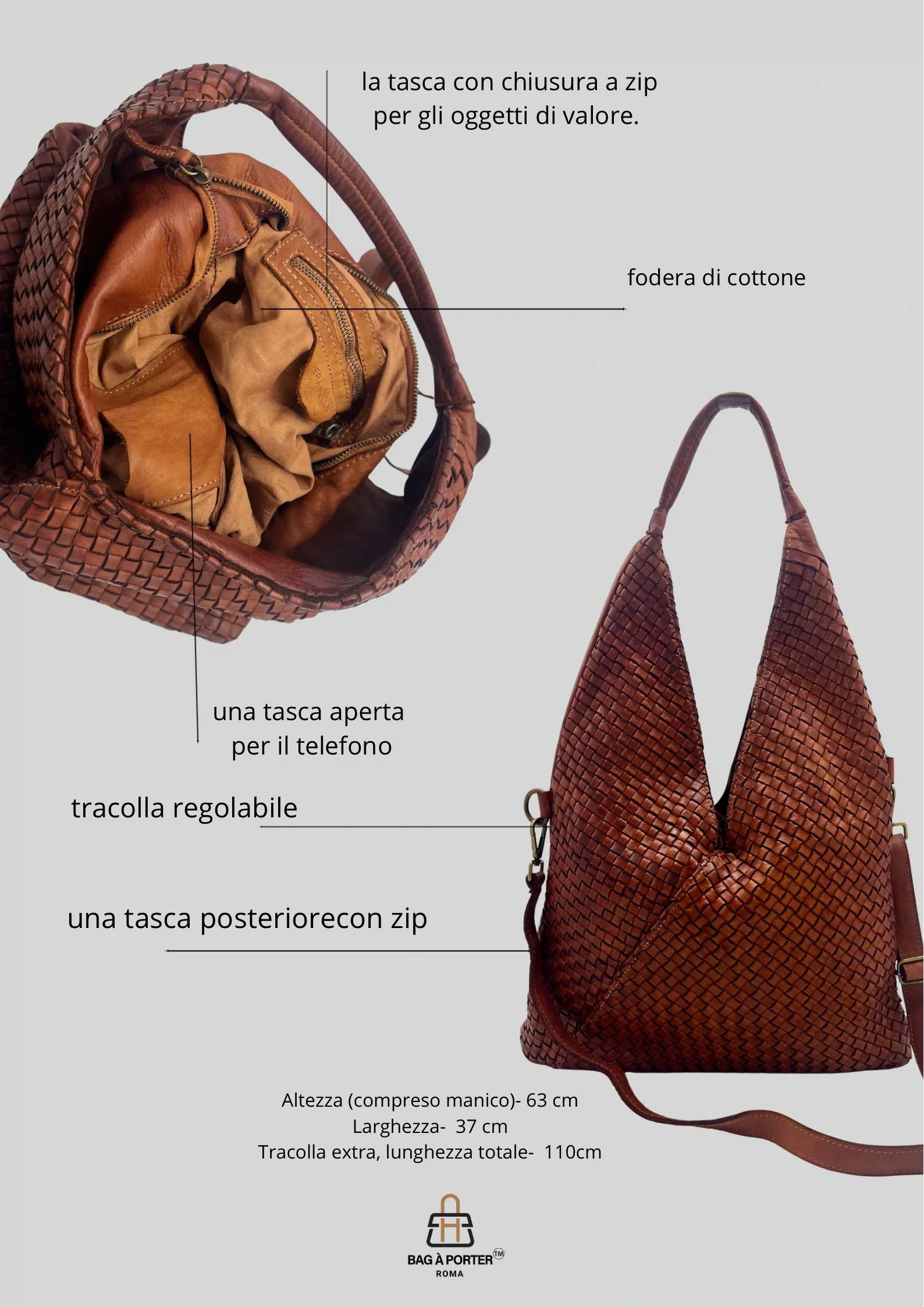 VITTORIA borsa di pelle lavata - immagine 7