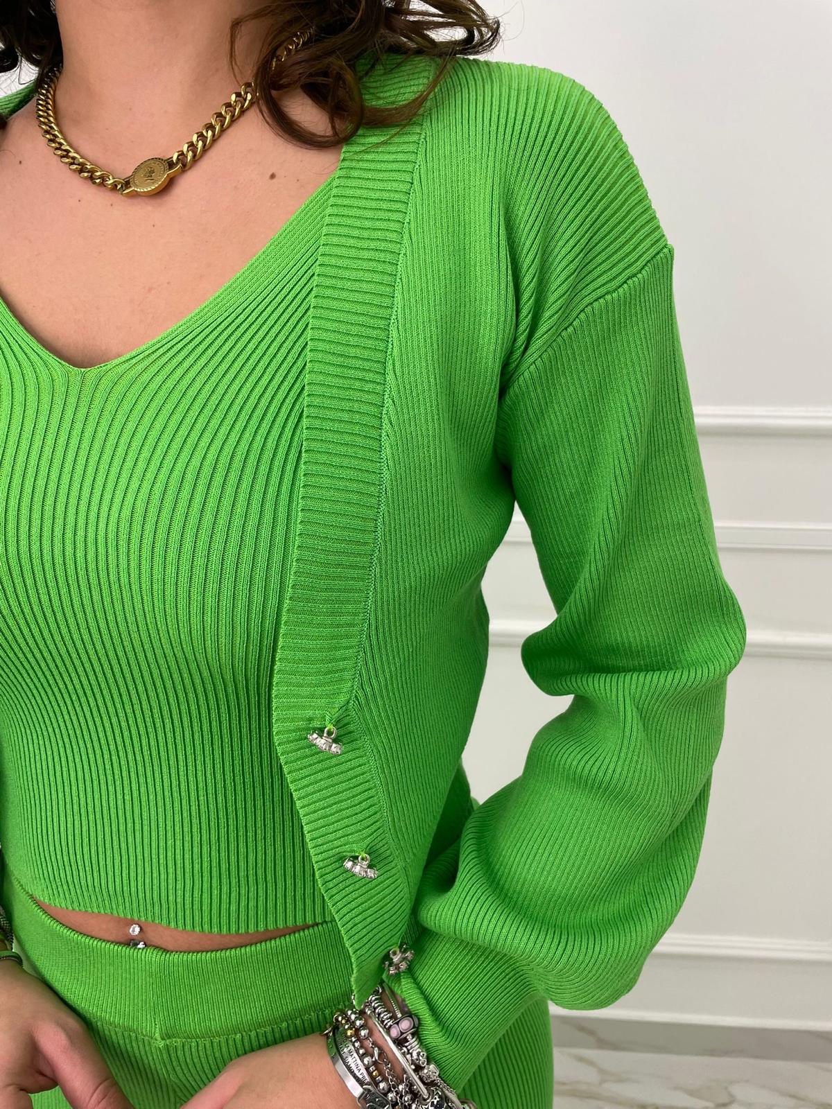 Coordinato in filo 3 pezzi con cardigan swarovski - immagine 7
