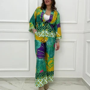 Coordinato fantasia colorata con kimono