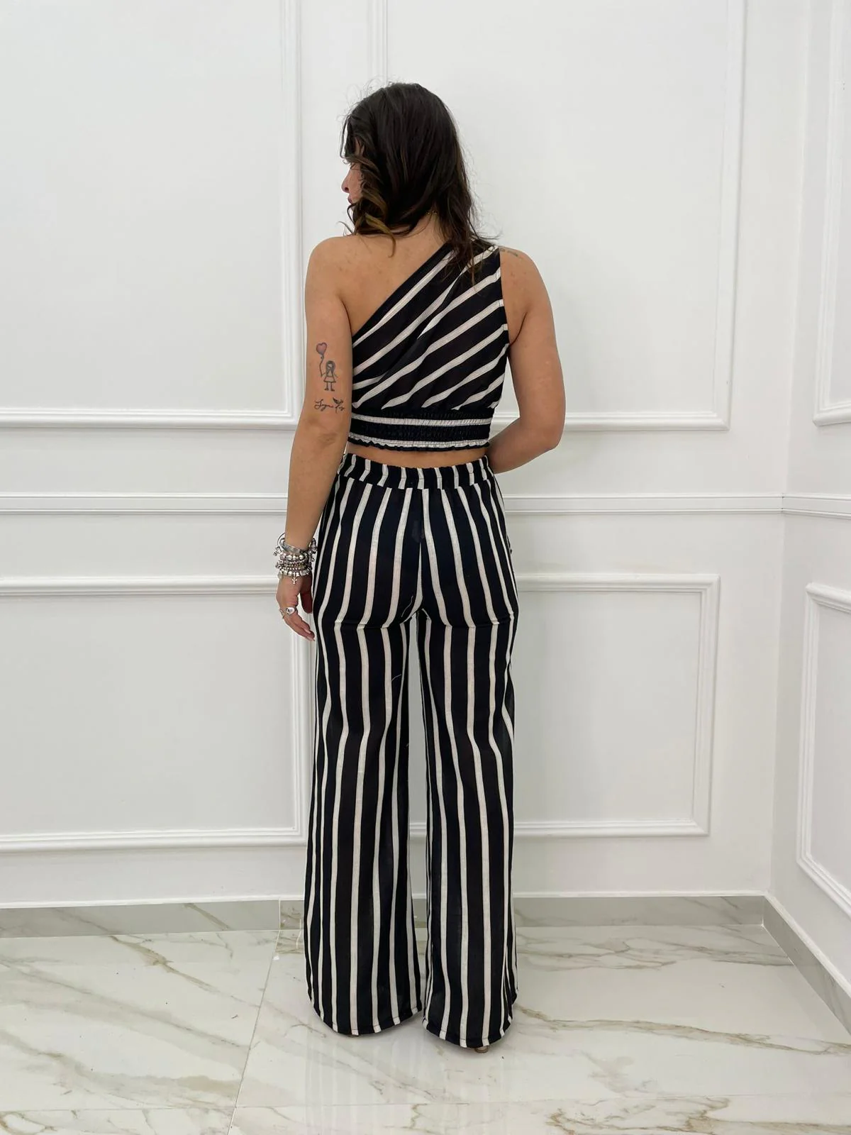 Coordinato effetto lino fantasia righe - immagine 3