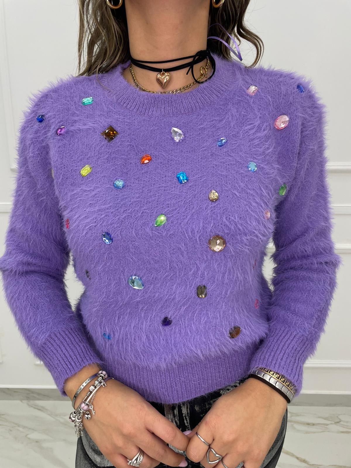 Maglione in pelo con pietre colorate - immagine 8
