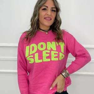 Maglione giro collo "I don't sleep"