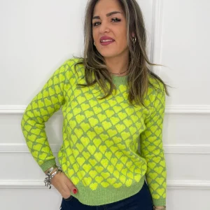Maglione giro collo con cuori