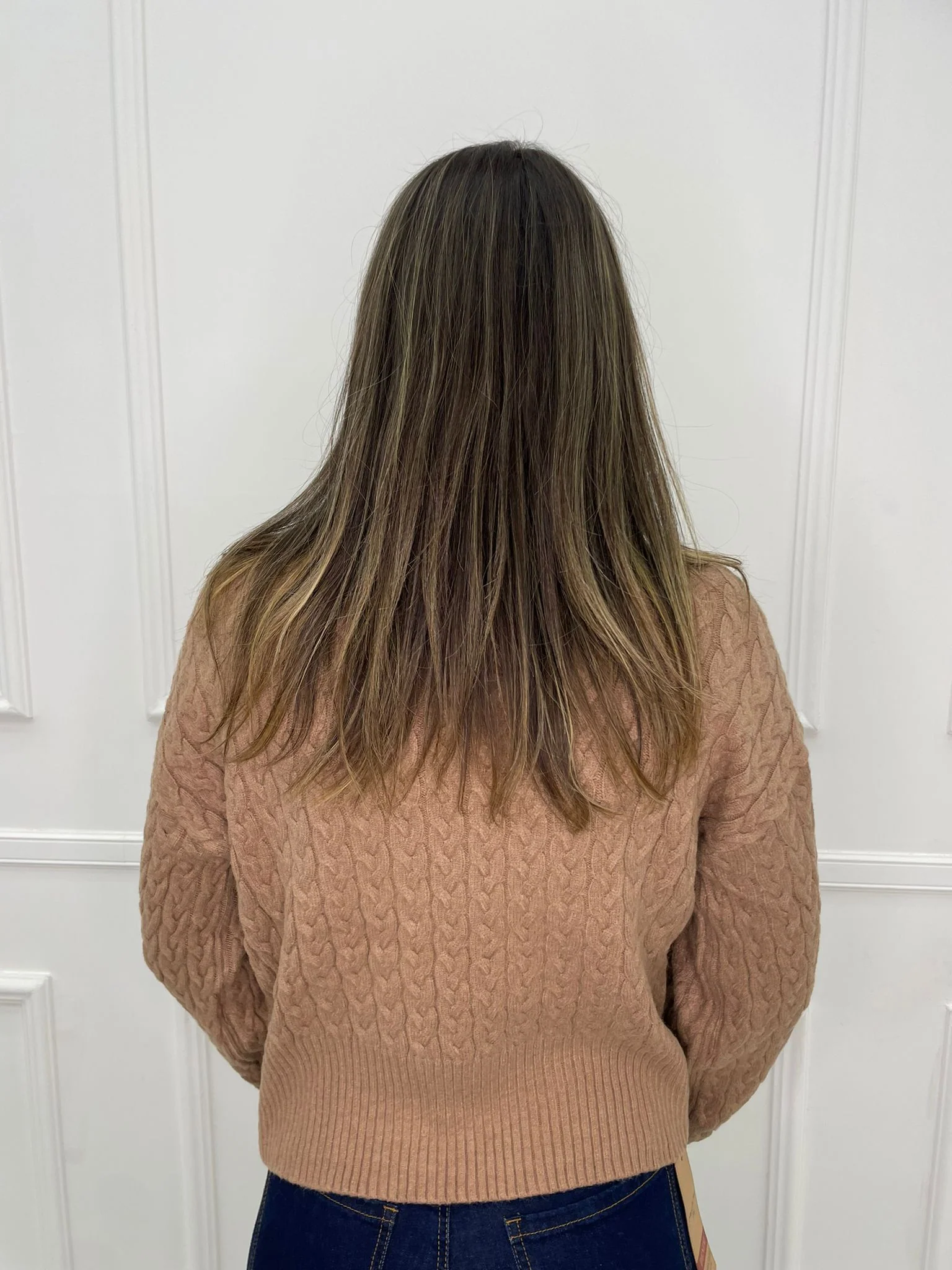 Maglione trama treccia collo alto - immagine 6