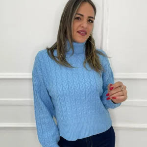 Maglione trama treccia collo alto