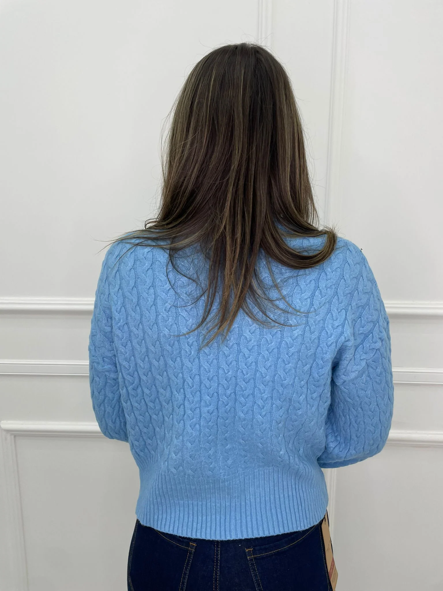 Maglione trama treccia collo alto - immagine 3