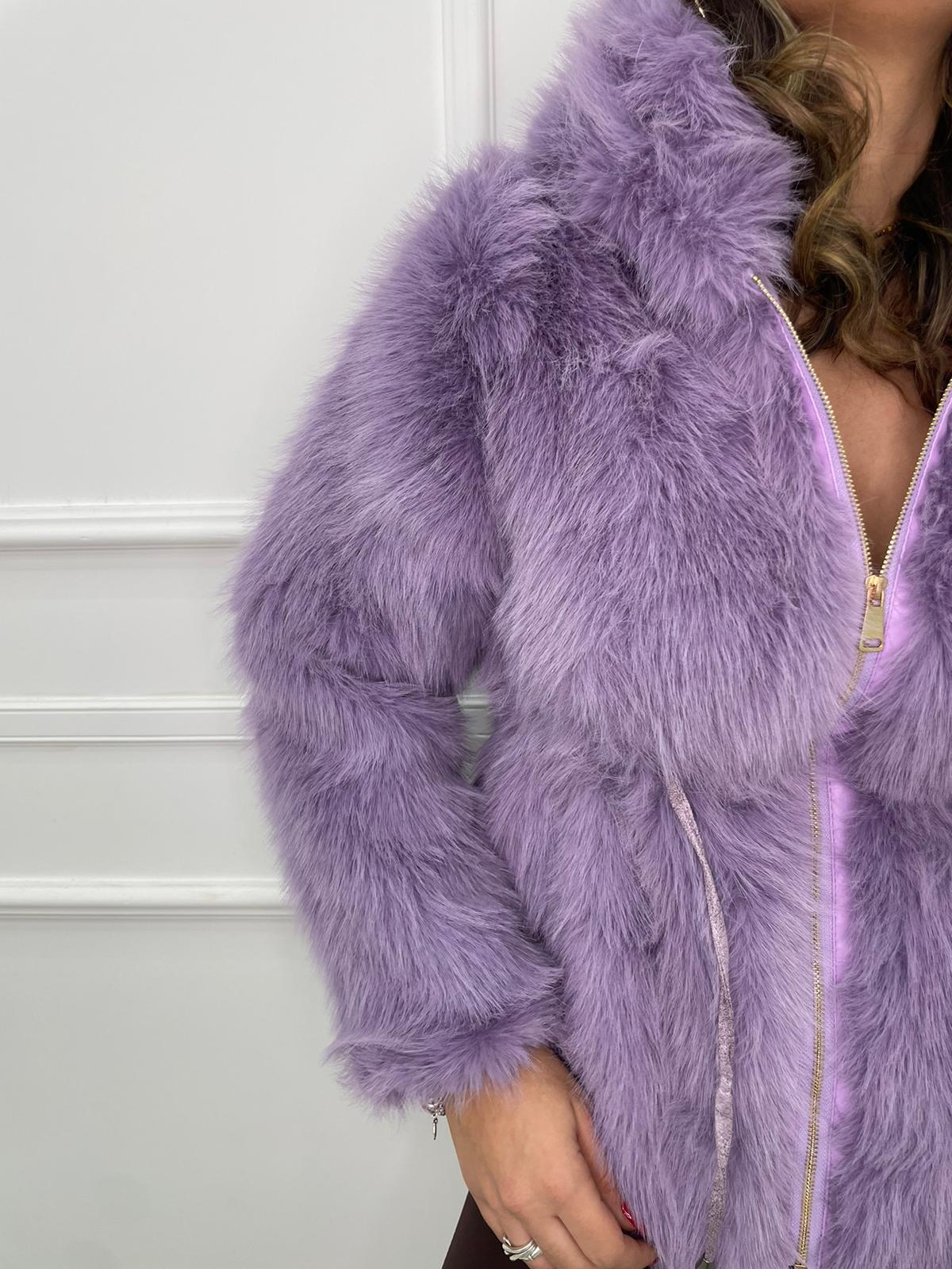 Pelliccia eco tinta unita con laccetti in vita regolabili - immagine 4