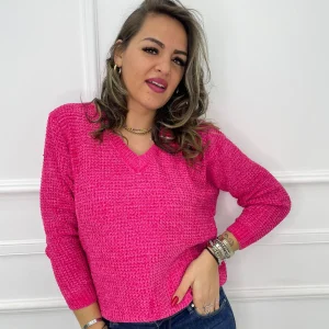 Maglione in ciniglia scollo a V