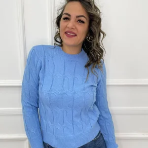 Maglioncino giro collo trama treccia