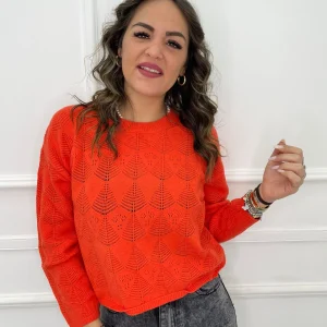 Maglione tinta unita trama rombi