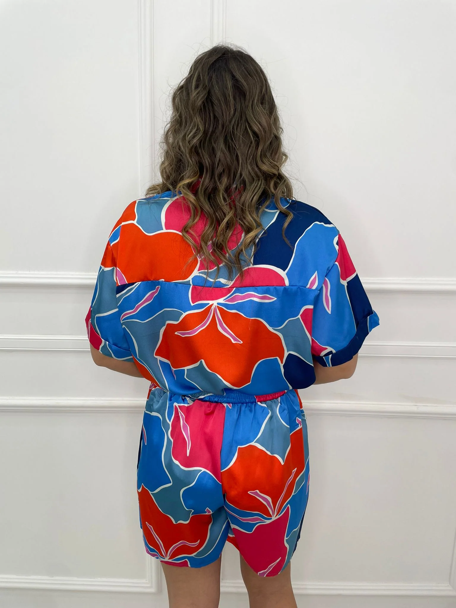 Coordinato 2 pezzi floreale con shorts effetto seta - immagine 6