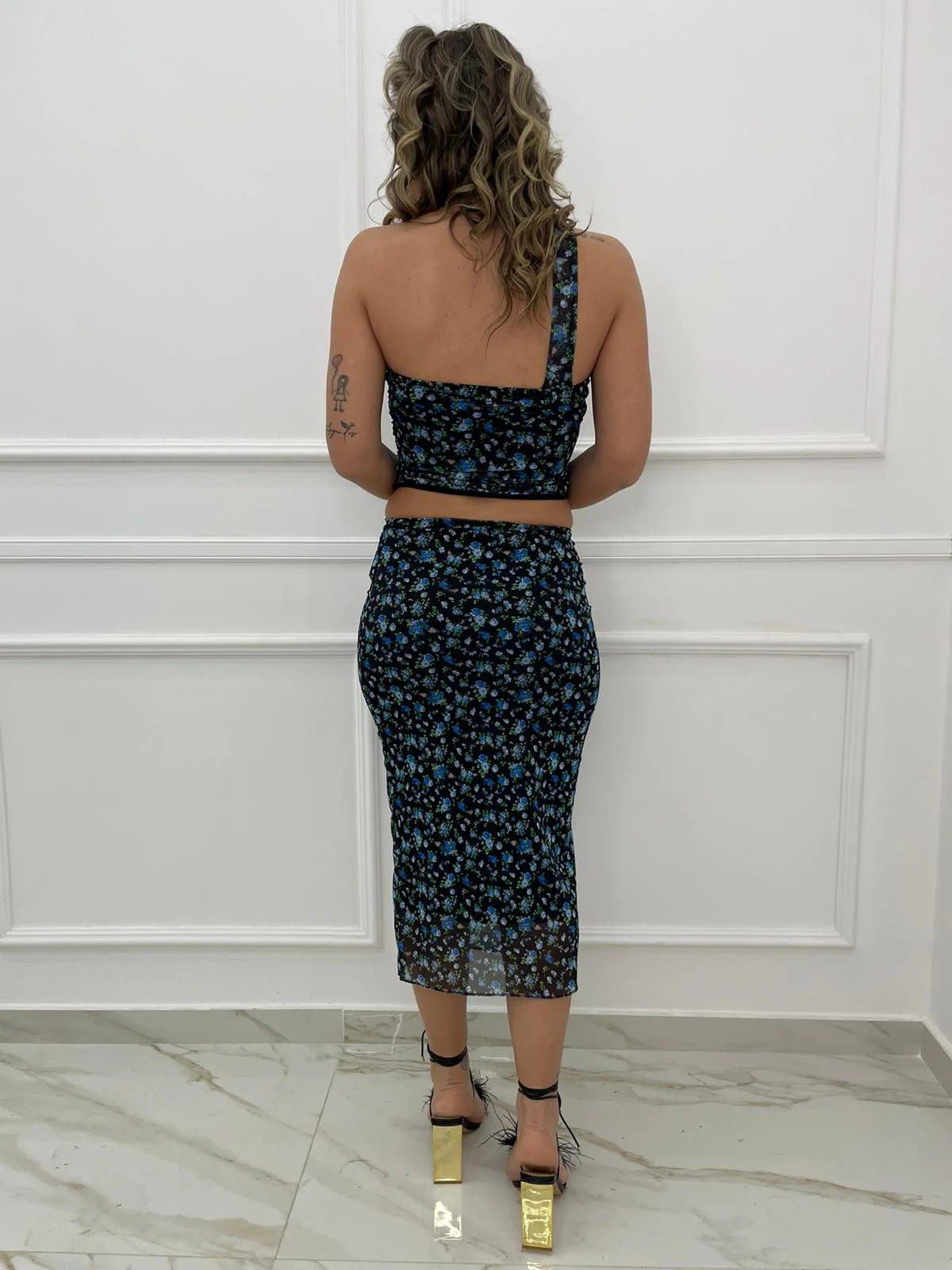 Coordinato 2 pezzi fantasia floreale con gonna lunga - immagine 6