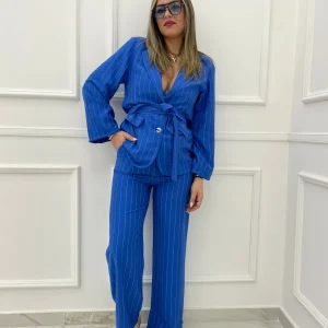 Tailleur effetto lino 3 pezzi fantasia righe