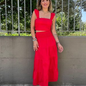 Coordinato 2 pezzi in cotone con gonnellone e top