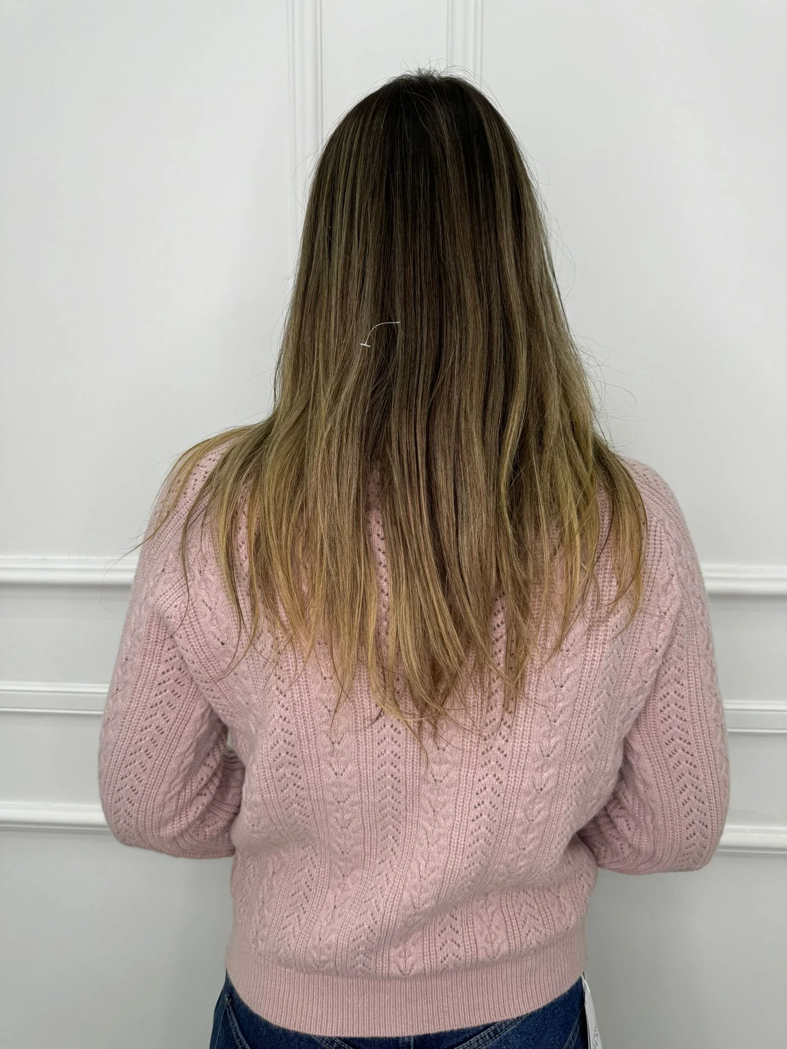 Maglione trama treccia con collo in merletto - immagine 7