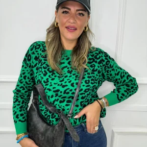 Maglione fantasia animalier giro collo