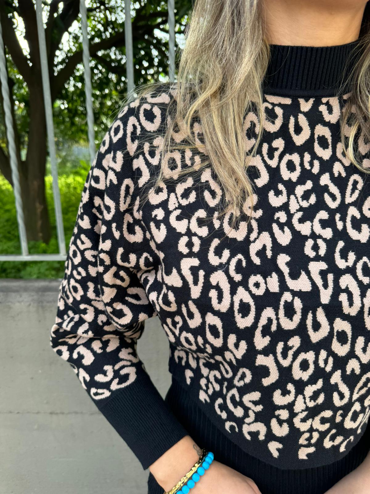 Coordinato 2 pezzi con vestito e maglia animalier - immagine 4