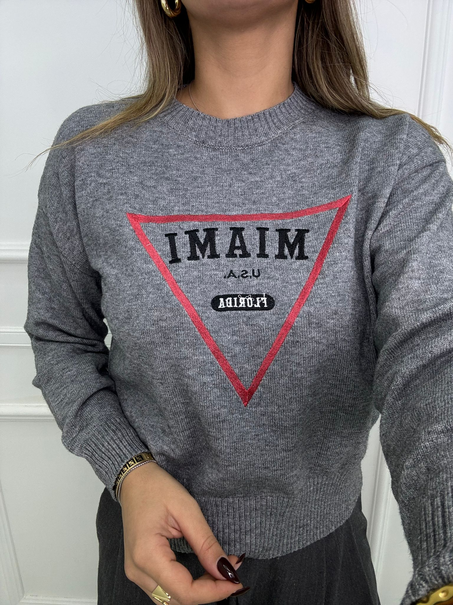 Maglioncino giro collo con scritta miami - immagine 8