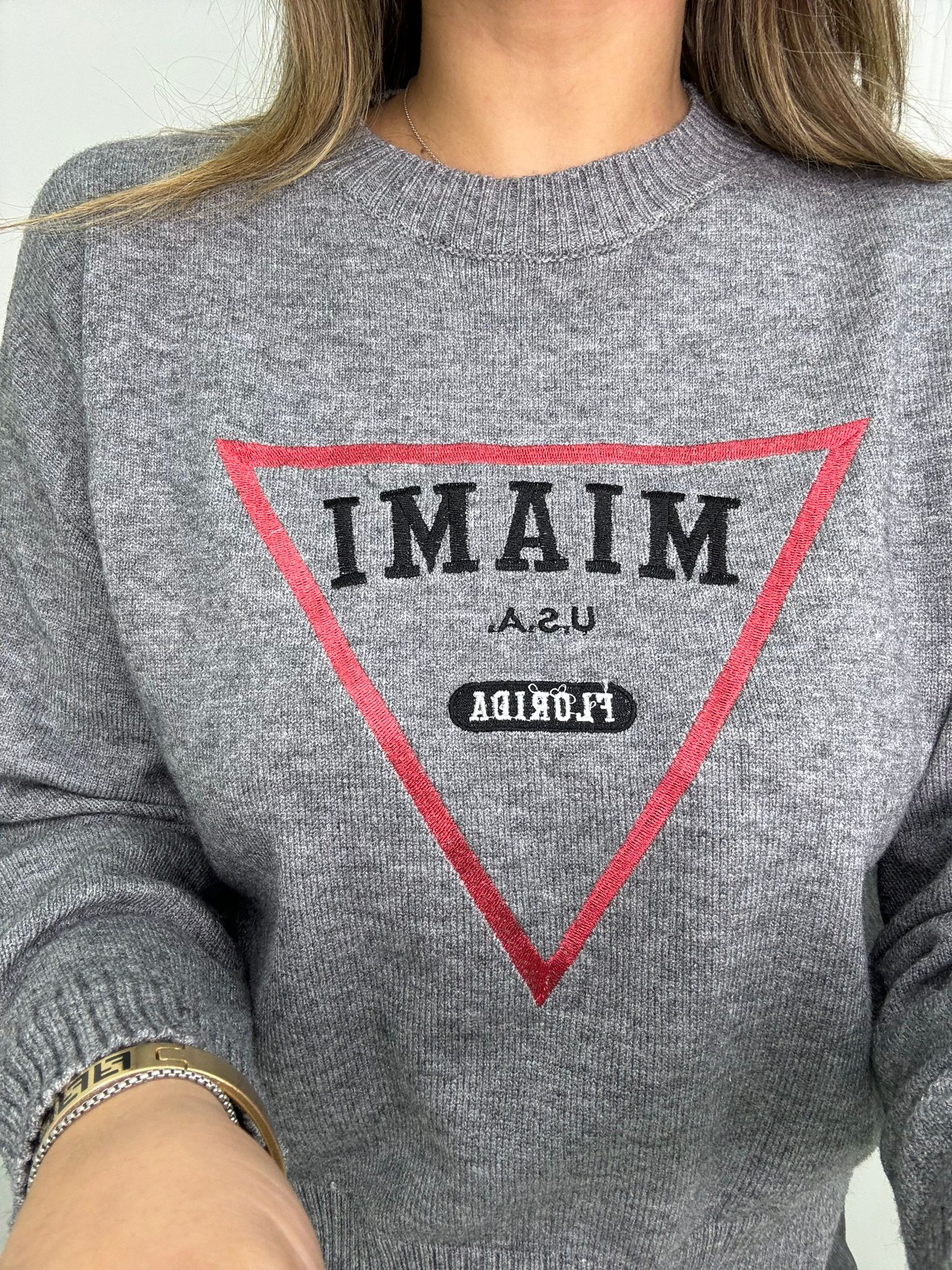 Maglioncino giro collo con scritta miami - immagine 9