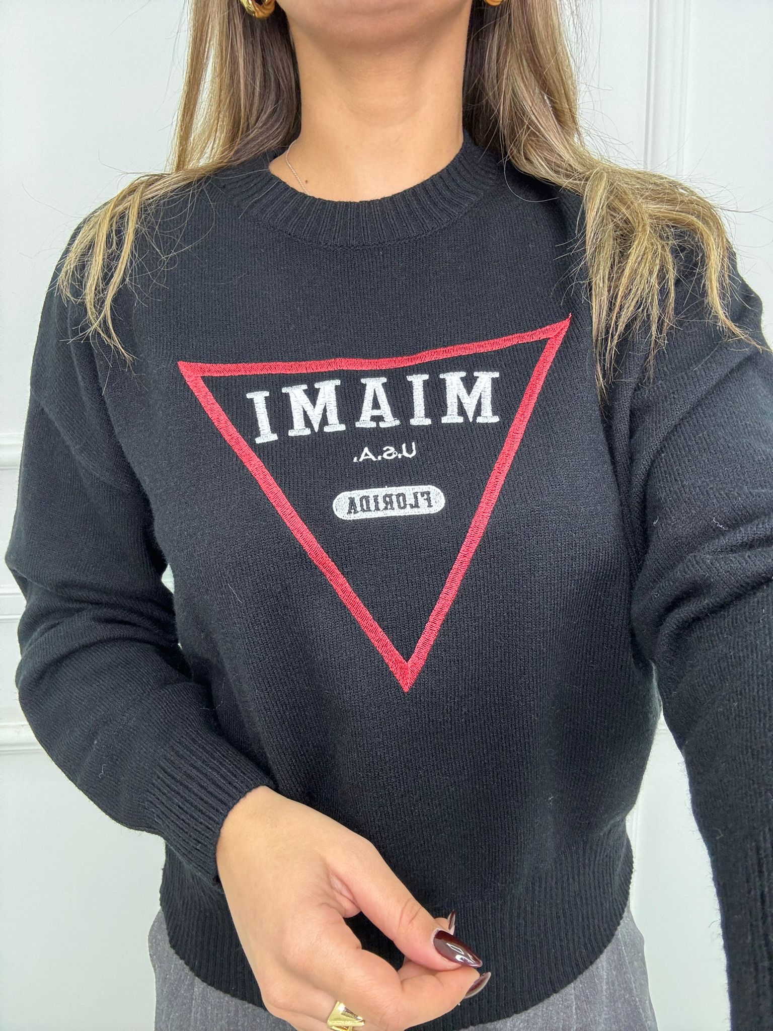 Maglioncino giro collo con scritta miami - immagine 5