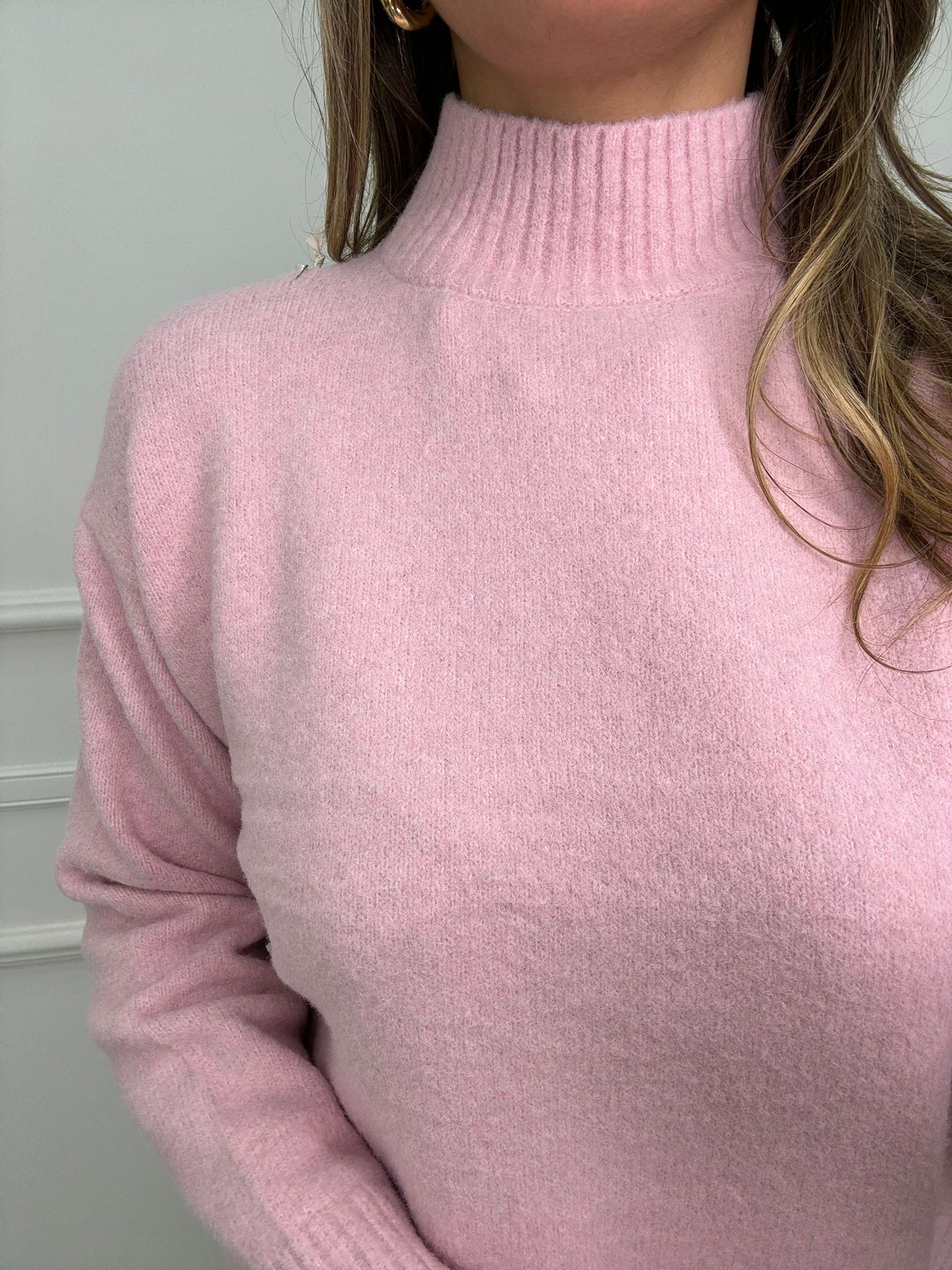 Maglione tinta unita mezzo collo - immagine 7