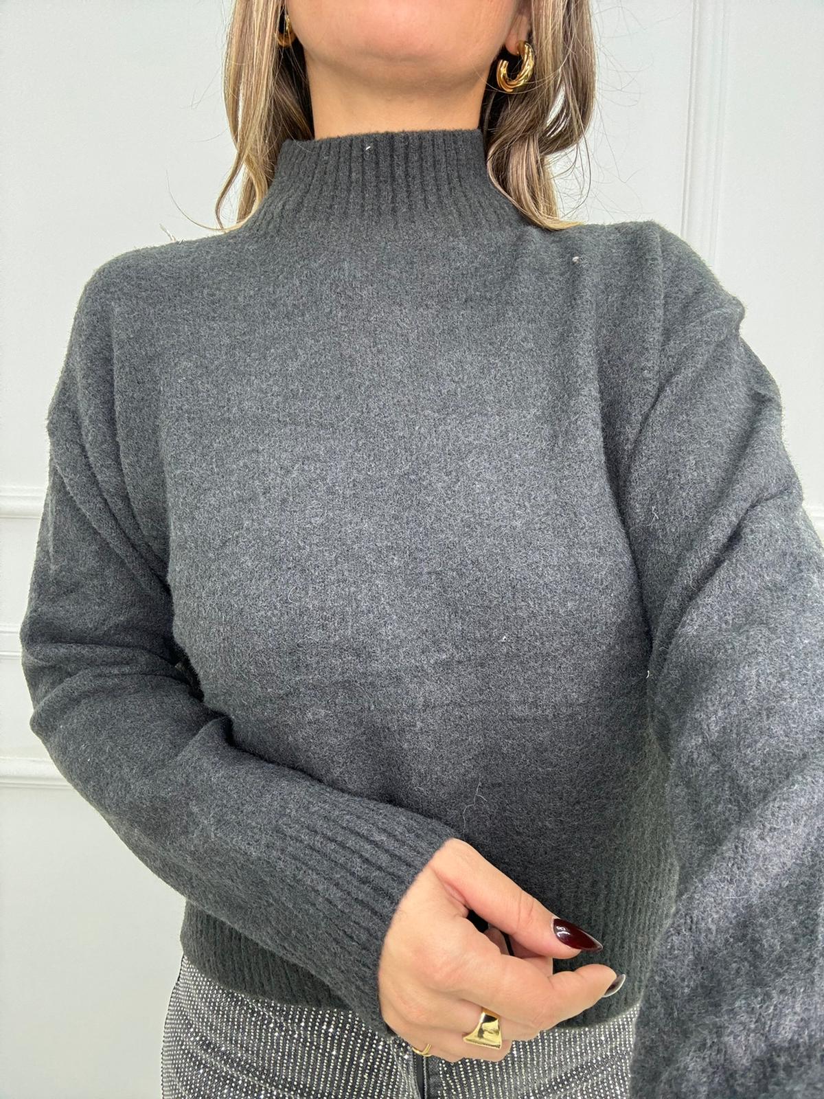 Maglione tinta unita mezzo collo - immagine 8