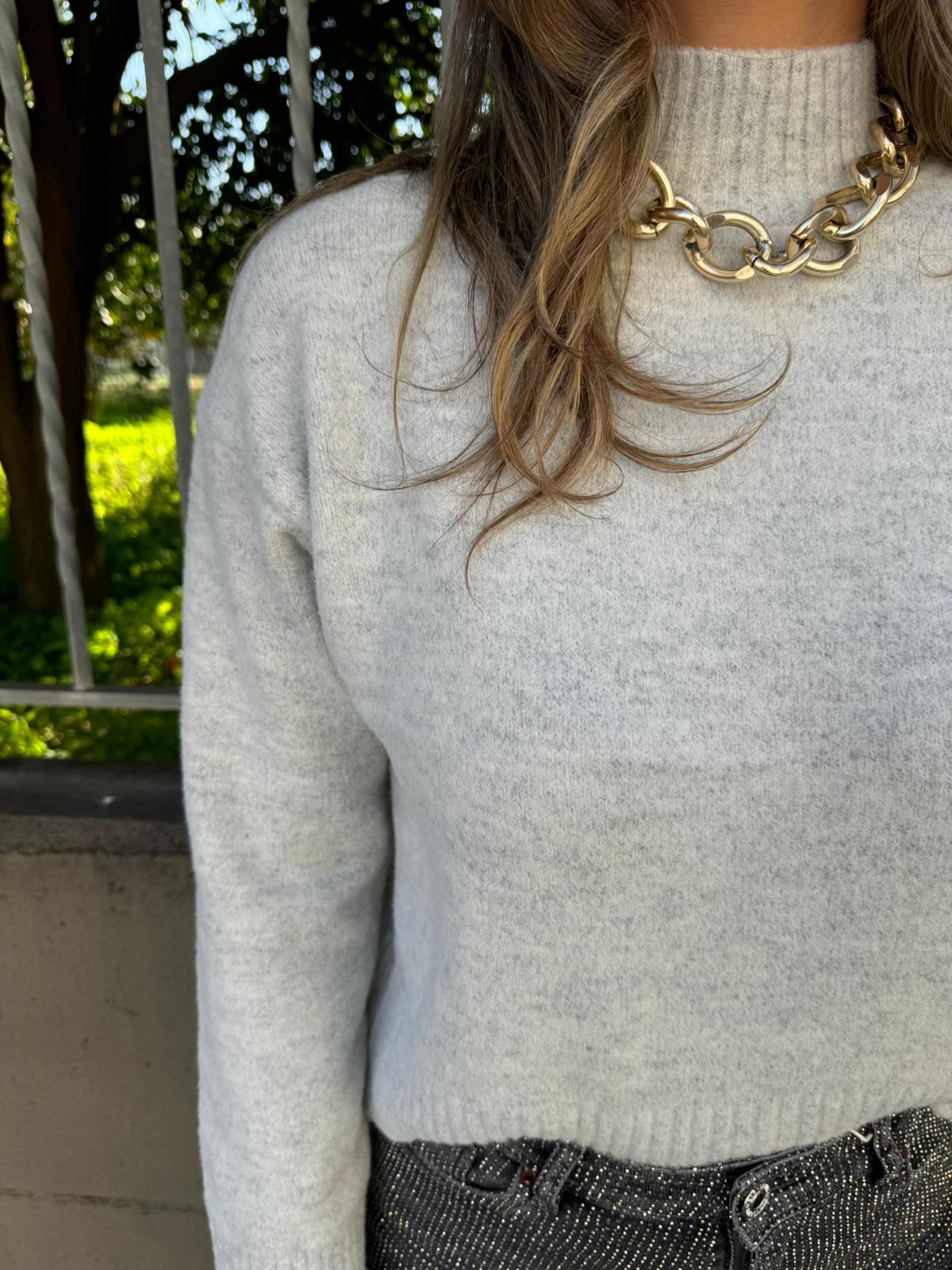 Maglione tinta unita mezzo collo - immagine 4