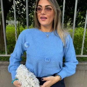 Maglione con applicazioni tono su tono