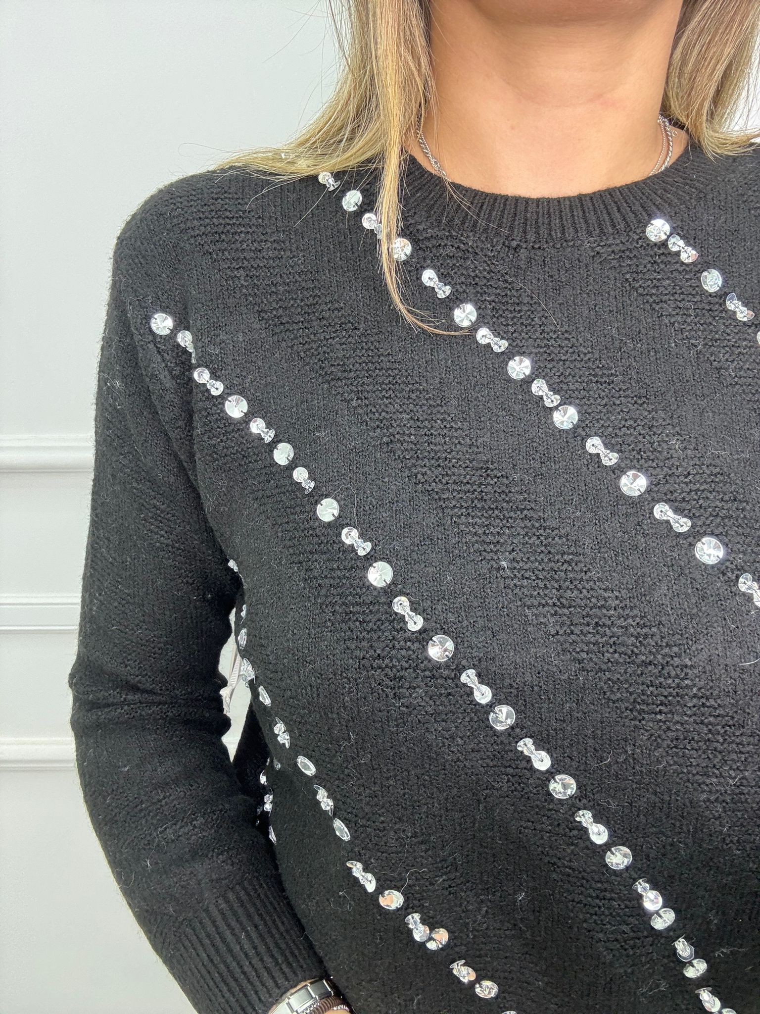 Maglione giro collo con swarovski - immagine 6