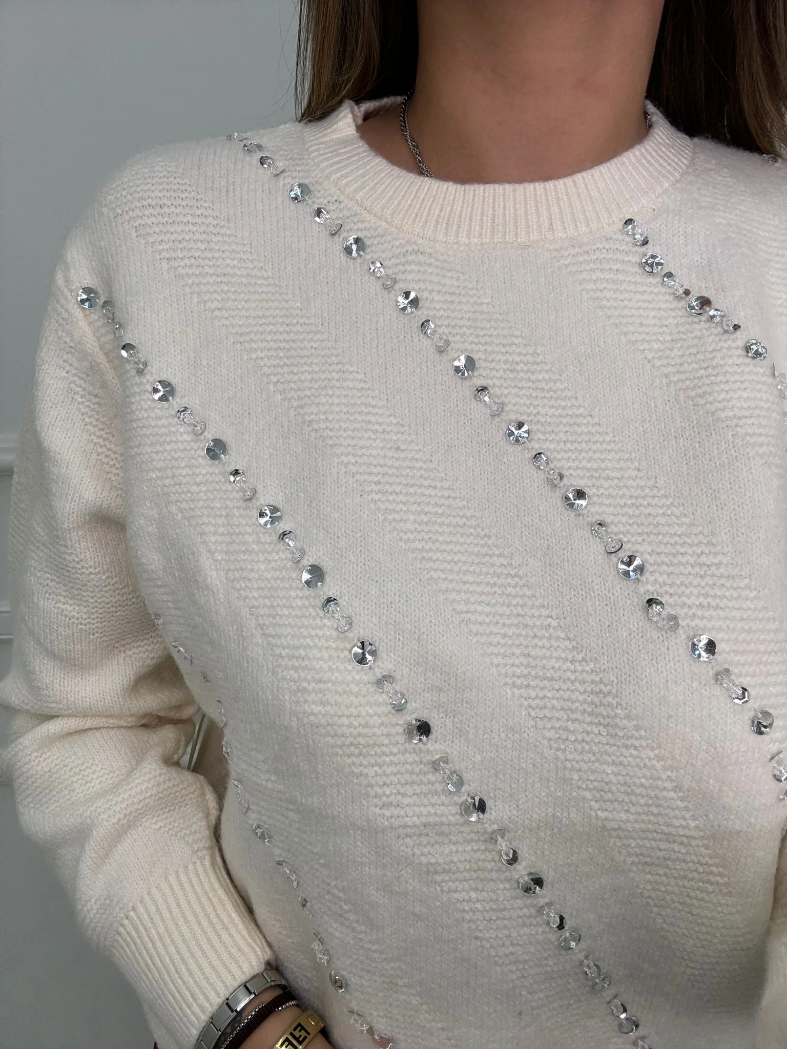 Maglione giro collo con swarovski - immagine 9