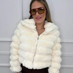 Pelliccia eco crop tinta unita con zip