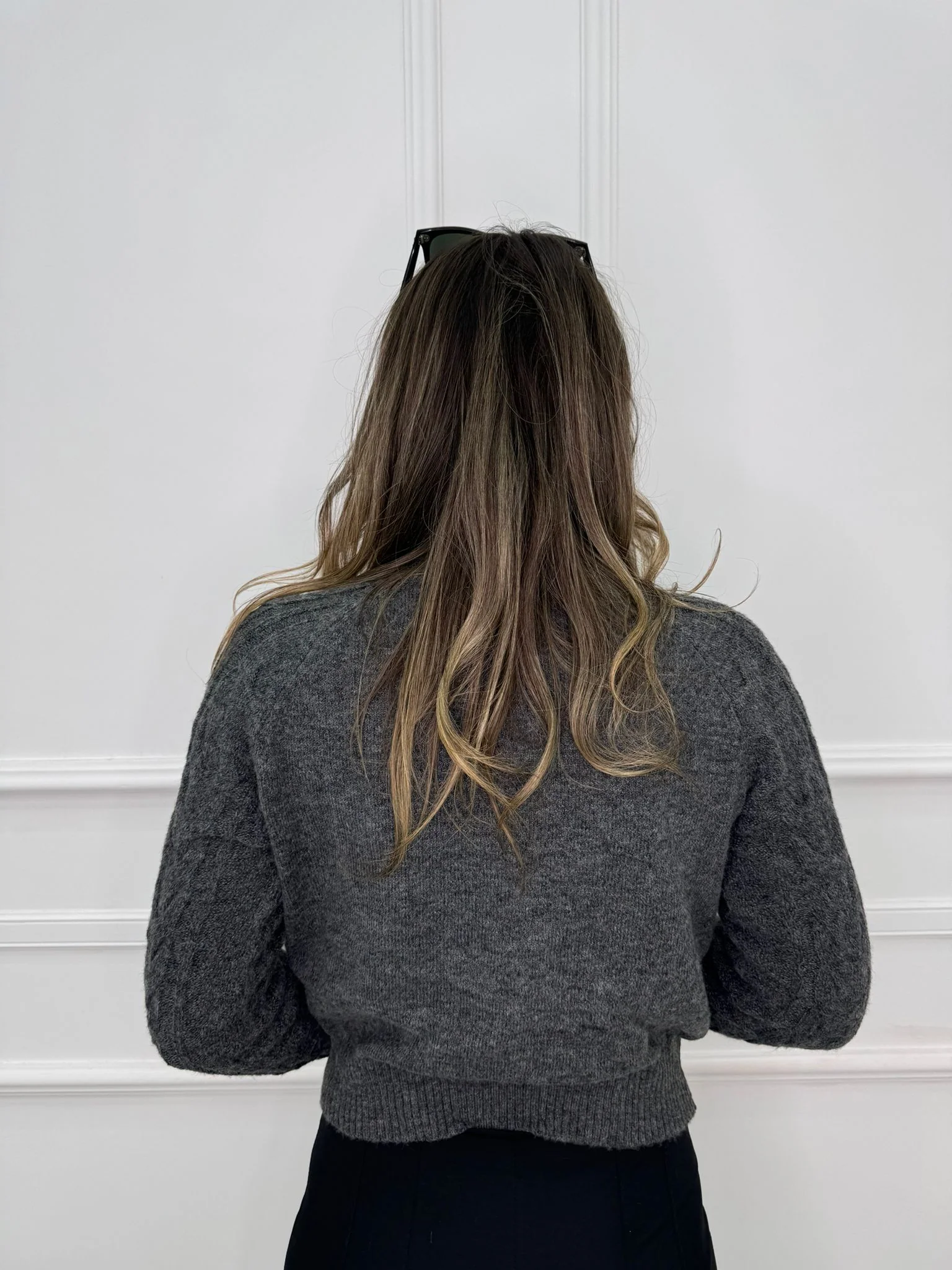 Maglione giro collo trama treccia - immagine 4