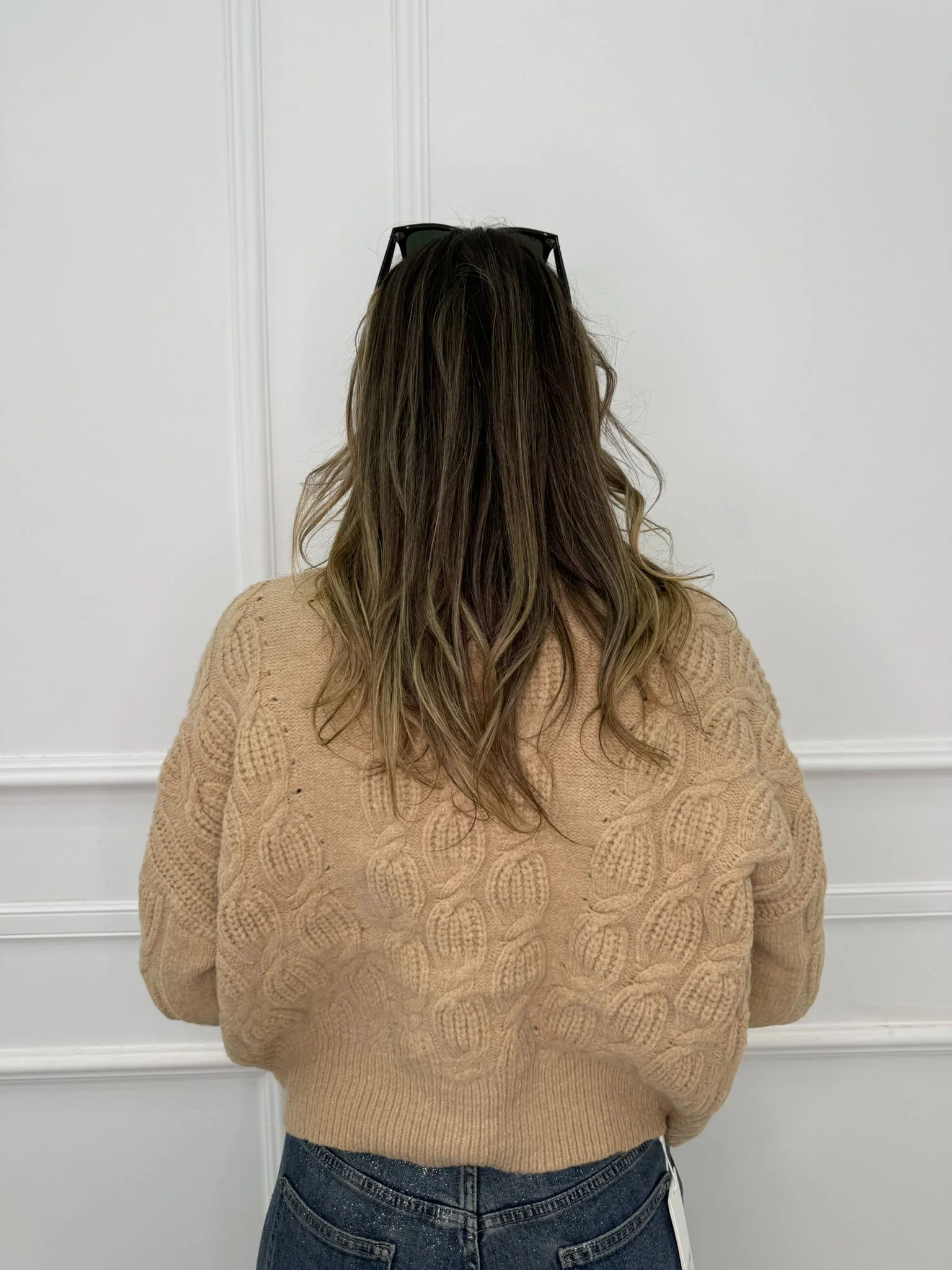 Maglione trama treccia asimmetrico sotto - immagine 7