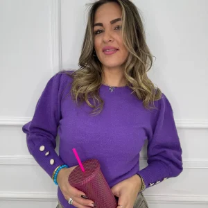 Maglione in pelo con spalle a sbuffo