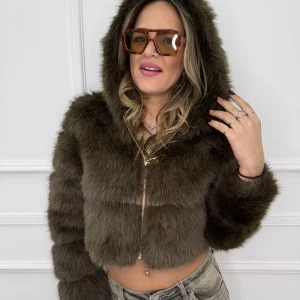 Pelliccia eco crop con zip