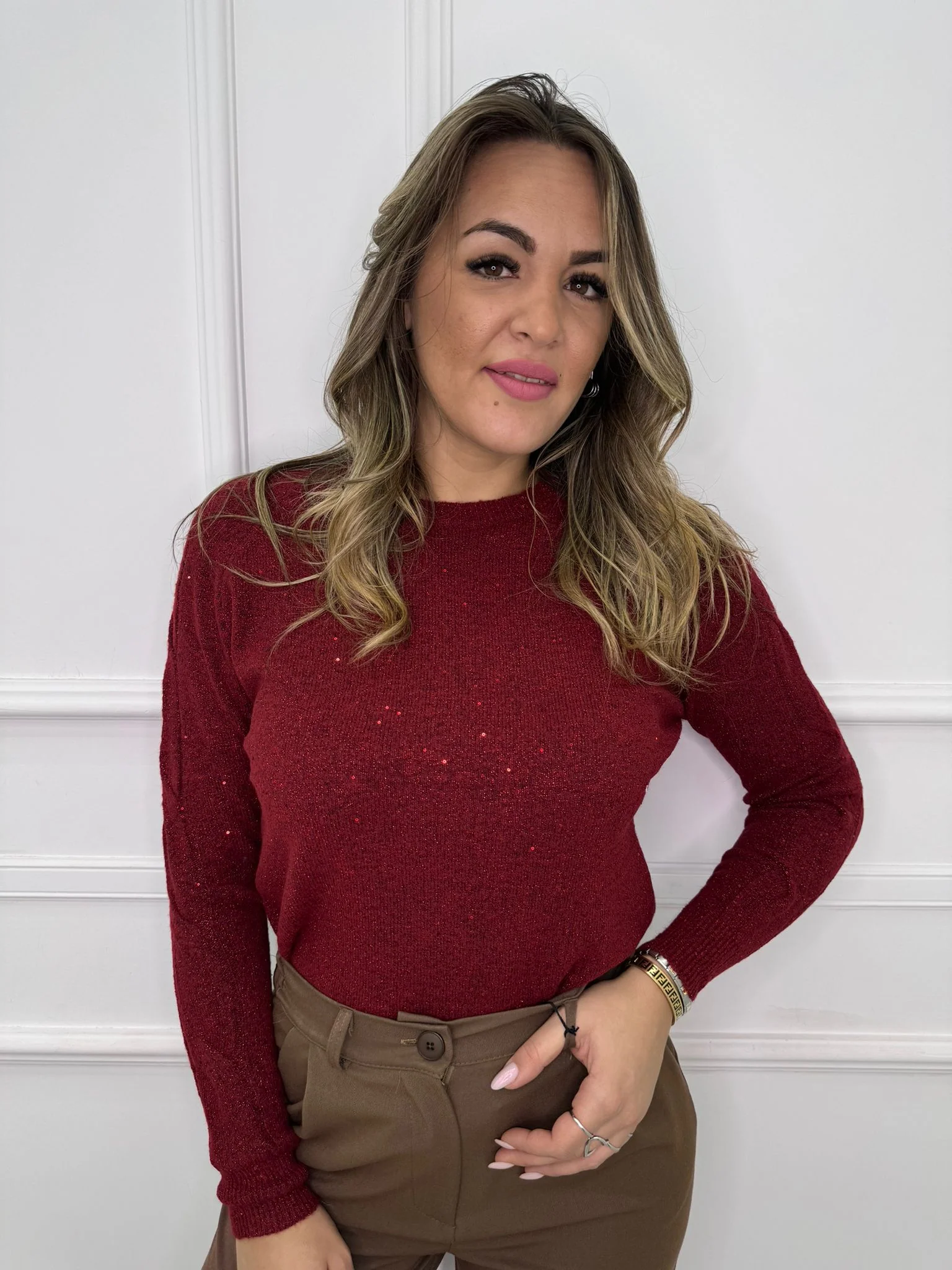 Maglioncino giro collo lurex