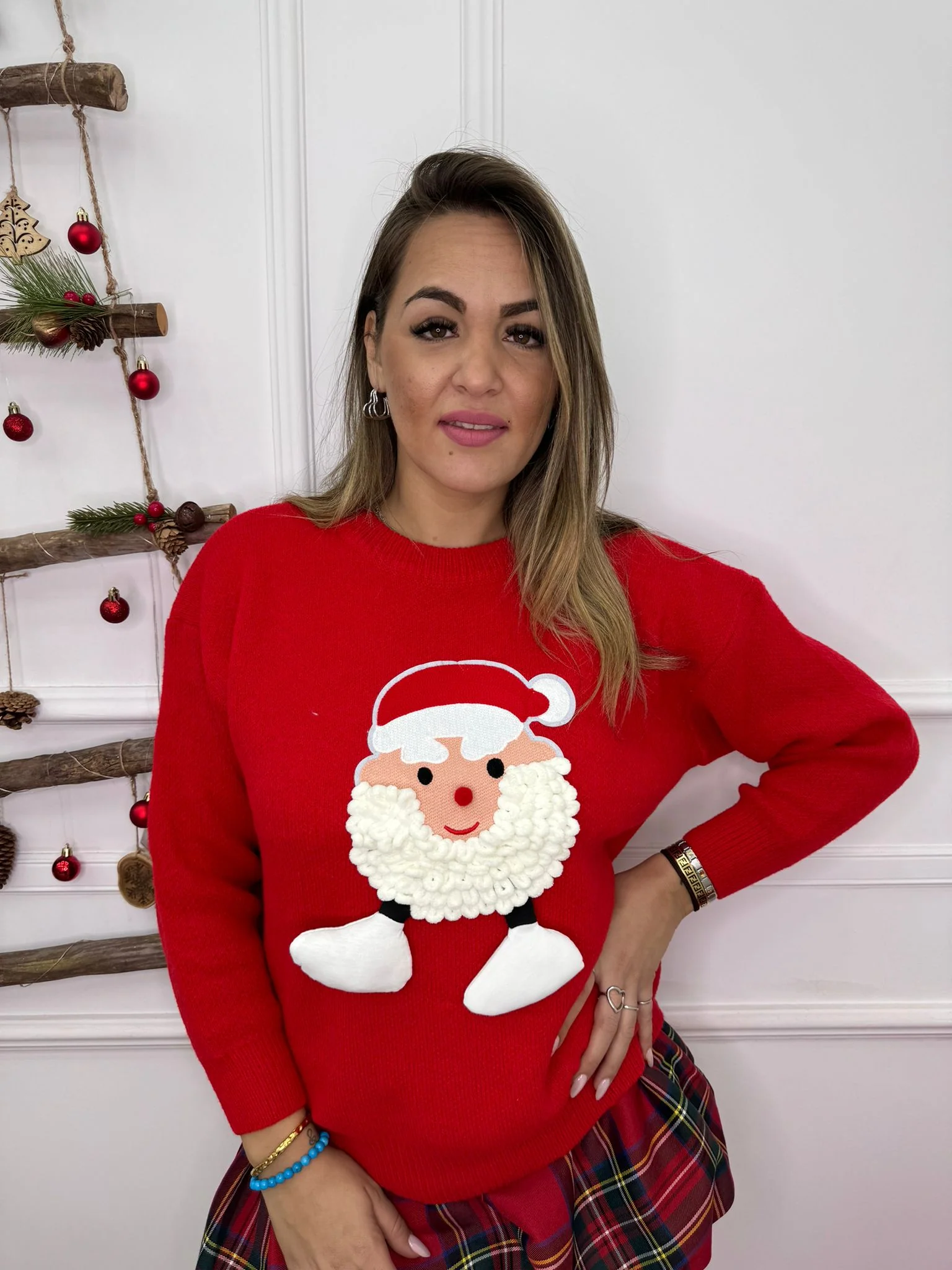 Maglione natalizio giro collo con babbo natale