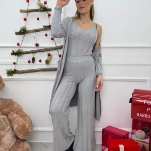 Coordinato 3 pezzi con pantalone a coste