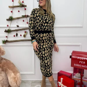 Coordinato 2 pezzi animalier con longuette