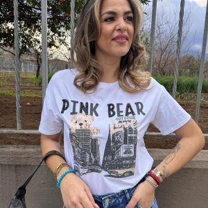 T-shirt con teddy e brillantini