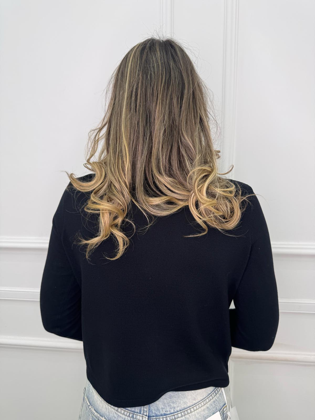 Cardigan in filo giro collo con bottoni gioiello - immagine 7