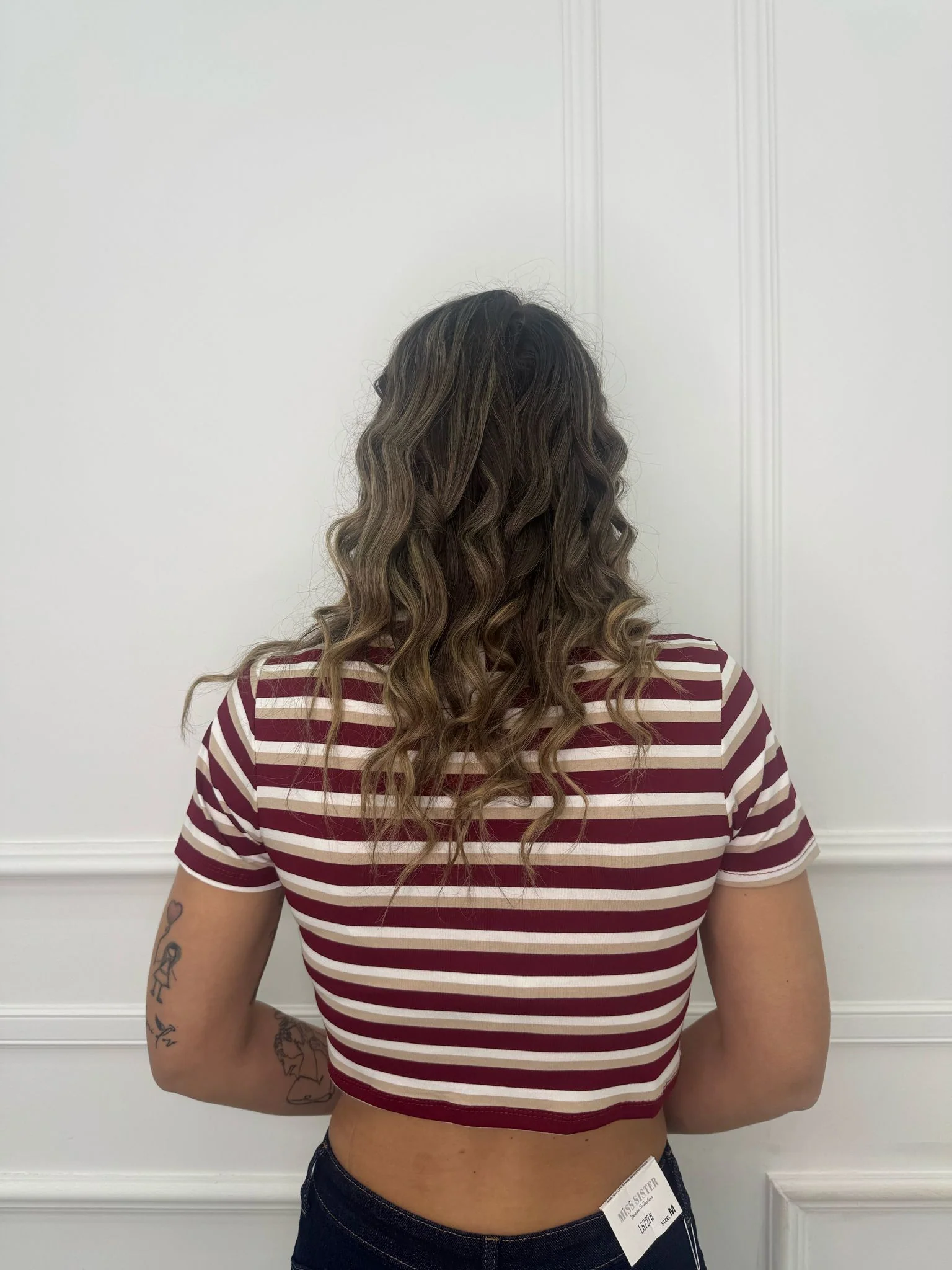 Polo a righe modello crop - immagine 7