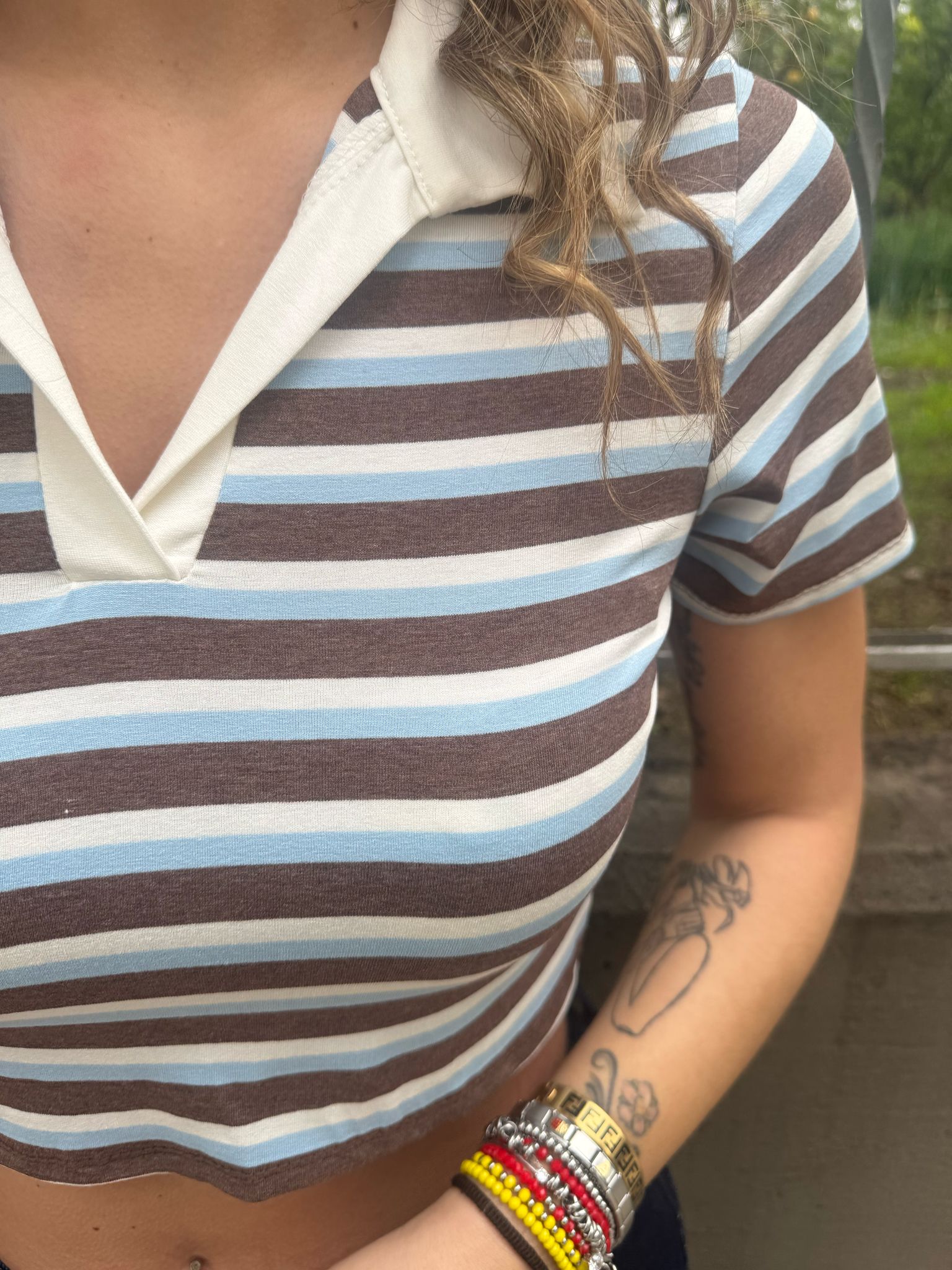 Polo a righe modello crop - immagine 3